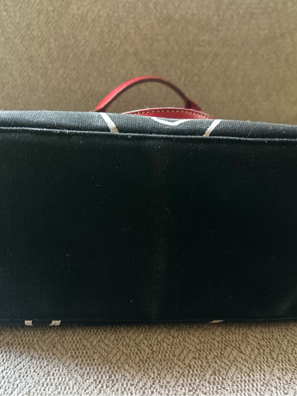 kate spade M Kalman Vtg Rare Black Canvas Bag Red Leather Handles Artsy Pop Art - Picture 10 of 16